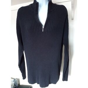 Levis Red Tab Mens XL Black Ribbed Knit 1/4 Zip Cotton Sweater Vintage RN 15610‎